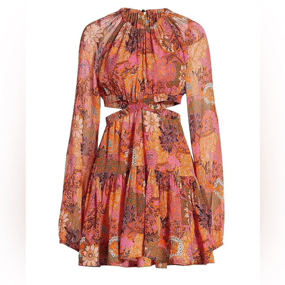A.L.C. Izzy Fit-&-Flare Silk Mini floral print cut out Dress size 10